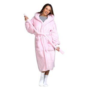 NWT The Original OODIE Plush Dressing Gown Robe in Pink Size L/XL New In Box